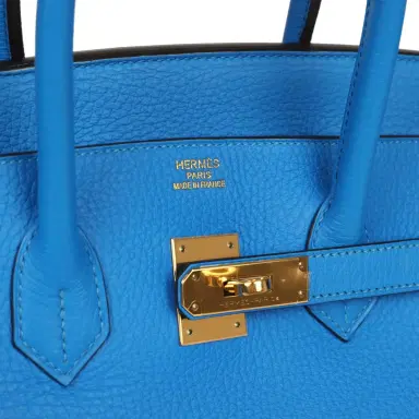 HERMÈS Pre-owned Hermes Birkin 35 Bleu Hydra Clemence Gold Hardware | Thumbnail 7 HERMÈS Pre-owned Hermes Birkin 35 Bleu Hydra Clemence Gold Hardware | Thumbnail 7