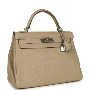 HERMÈS Pre-owned Hermes Kelly Retourne 32 Gris Tourterelle Togo Palladium Hardware | Thumbnail 2 HERMÈS Pre-owned Hermes Kelly Retourne 32 Gris Tourterelle Togo Palladium Hardware | Thumbnail 2