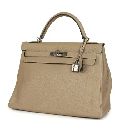 HERMÈS Pre-owned Hermes Kelly Retourne 32 Gris Tourterelle Togo Palladium Hardware | Thumbnail 5 HERMÈS Pre-owned Hermes Kelly Retourne 32 Gris Tourterelle Togo Palladium Hardware | Thumbnail 5