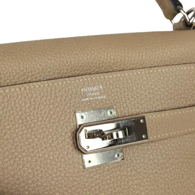 HERMÈS Pre-owned Hermes Kelly Retourne 32 Gris Tourterelle Togo Palladium Hardware | Thumbnail 7 HERMÈS Pre-owned Hermes Kelly Retourne 32 Gris Tourterelle Togo Palladium Hardware | Thumbnail 7