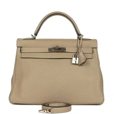 HERMÈS Pre-owned Hermes Kelly Retourne 32 Gris Tourterelle Togo Palladium Hardware | Thumbnail 1 HERMÈS Pre-owned Hermes Kelly Retourne 32 Gris Tourterelle Togo Palladium Hardware | Thumbnail 1