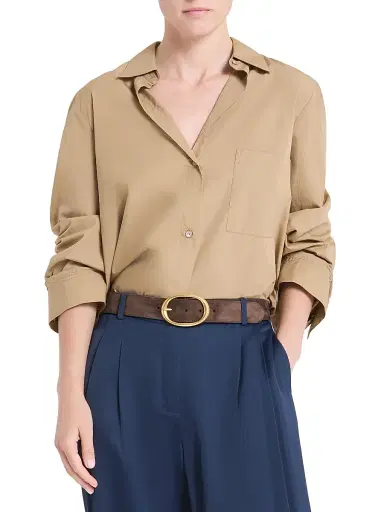TWP Women's Next Morning Cotton Poplin Button-Front Shirt - Petrified Oak | Thumbnail 2 TWP Women's Next Morning Cotton Poplin Button-Front Shirt - Petrified Oak | Thumbnail 2