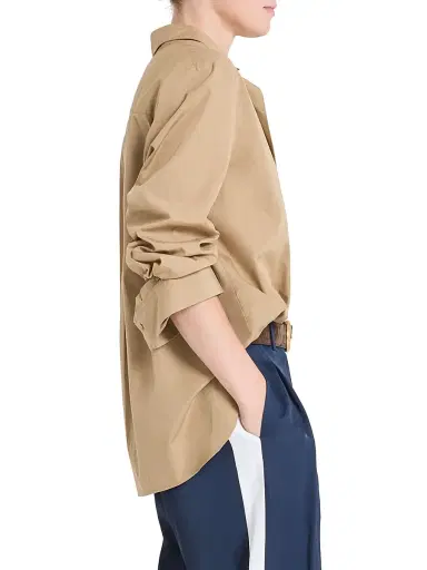 TWP Women's Next Morning Cotton Poplin Button-Front Shirt - Petrified Oak | Thumbnail 3 TWP Women's Next Morning Cotton Poplin Button-Front Shirt - Petrified Oak | Thumbnail 3