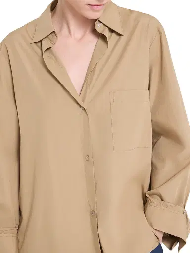 TWP Women's Next Morning Cotton Poplin Button-Front Shirt - Petrified Oak | Thumbnail 5 TWP Women's Next Morning Cotton Poplin Button-Front Shirt - Petrified Oak | Thumbnail 5