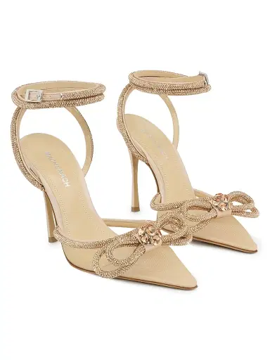 Mach & Mach Women's 1MM Double Bow Embellished Mesh Pumps - Light Gold | Thumbnail 2 Mach & Mach Women's 1MM Double Bow Embellished Mesh Pumps - Light Gold | Thumbnail 2