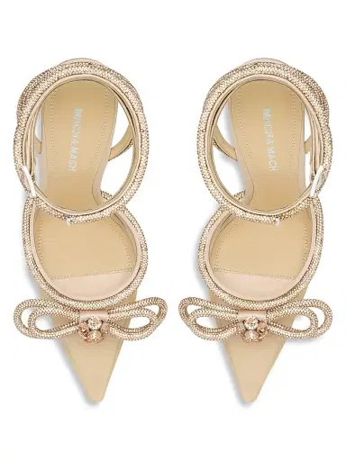 Mach & Mach Women's 1MM Double Bow Embellished Mesh Pumps - Light Gold | Thumbnail 4 Mach & Mach Women's 1MM Double Bow Embellished Mesh Pumps - Light Gold | Thumbnail 4