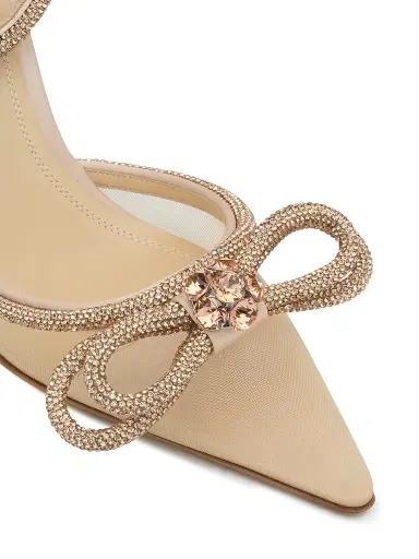 Mach & Mach Women's 1MM Double Bow Embellished Mesh Pumps - Light Gold | Thumbnail 5 Mach & Mach Women's 1MM Double Bow Embellished Mesh Pumps - Light Gold | Thumbnail 5