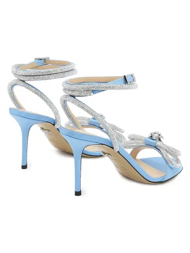 MACH & MACH Women's 85MM Embellished Double Bow Satin Sandals - Jelly Blue | Thumbnail 3 MACH & MACH Women's 85MM Embellished Double Bow Satin Sandals - Jelly Blue | Thumbnail 3