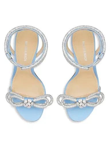 MACH & MACH Women's 85MM Embellished Double Bow Satin Sandals - Jelly Blue | Thumbnail 4 MACH & MACH Women's 85MM Embellished Double Bow Satin Sandals - Jelly Blue | Thumbnail 4