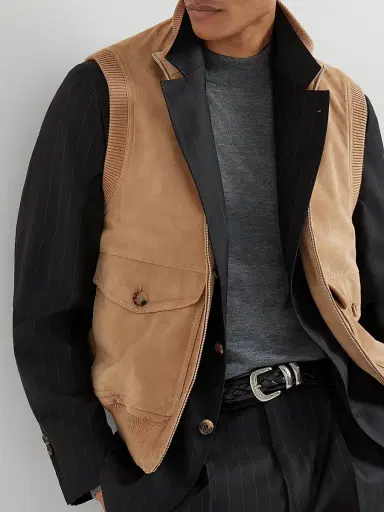 Brunello Cucinelli Men's Suede Vest with Thermore Padding | Thumbnail 5 Brunello Cucinelli Men's Suede Vest with Thermore Padding | Thumbnail 5