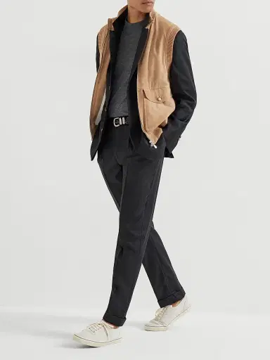 Brunello Cucinelli Men's Suede Vest with Thermore Padding | Thumbnail 6 Brunello Cucinelli Men's Suede Vest with Thermore Padding | Thumbnail 6