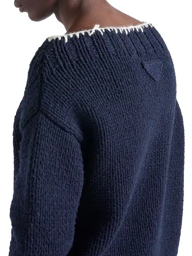 Prada Men's Wool Boat-Neck Sweater - Blue | Thumbnail 4 Prada Men's Wool Boat-Neck Sweater - Blue | Thumbnail 4