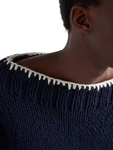 Prada Men's Wool Boat-Neck Sweater - Blue | Thumbnail 5 Prada Men's Wool Boat-Neck Sweater - Blue | Thumbnail 5