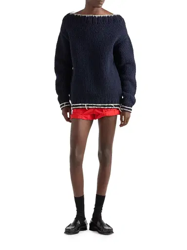 Prada Men's Wool Boat-Neck Sweater - Blue | Thumbnail 6 Prada Men's Wool Boat-Neck Sweater - Blue | Thumbnail 6