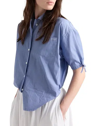 Prada Women's Fil-à-Fil Shirt - Blue | Thumbnail 2 Prada Women's Fil-à-Fil Shirt - Blue | Thumbnail 2