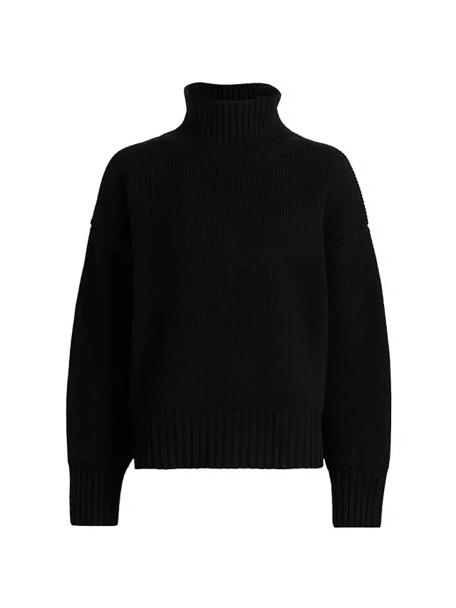 Women's Sculptural Compact Wool Turtleneck - Black Women's Sculptural Compact Wool Turtleneck - Black