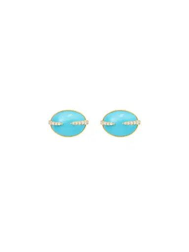 Wish Fine Jewelry 10.08ct Turquoise Diamond 18K Gold Stud Earrings | Thumbnail 1 Wish Fine Jewelry 10.08ct Turquoise Diamond 18K Gold Stud Earrings | Thumbnail 1