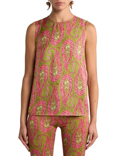 Etro Paisley Satin Sleeveless Top | Thumbnail 3 Etro Paisley Satin Sleeveless Top | Thumbnail 3