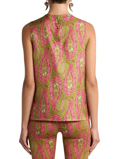 Etro Paisley Satin Sleeveless Top | Thumbnail 4 Etro Paisley Satin Sleeveless Top | Thumbnail 4