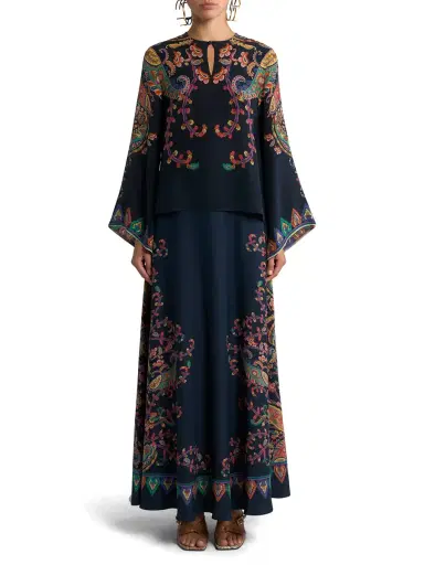 Etro Silk Paisley Keyhole Blouse with Flared Sleeves | Thumbnail 3 Etro Silk Paisley Keyhole Blouse with Flared Sleeves | Thumbnail 3