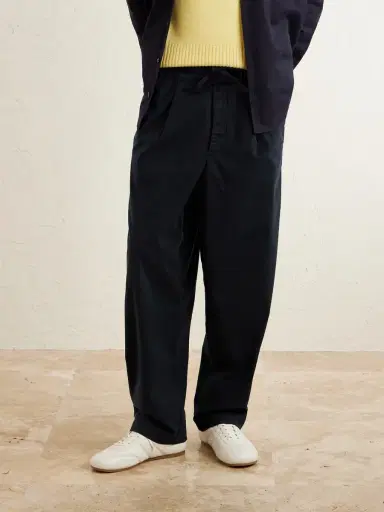 OFFICINE GÉNÉRALE Peterson Tapered Pleated Cotton-Blend Twill Drawstring Trousers - Men | Thumbnail 3 OFFICINE GÉNÉRALE Peterson Tapered Pleated Cotton-Blend Twill Drawstring Trousers - Men | Thumbnail 3