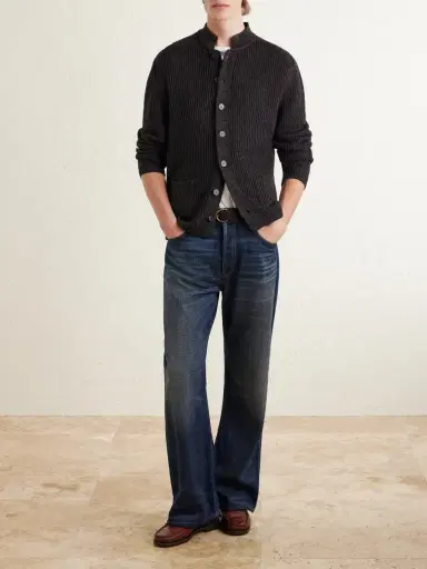 Inis Meáin Ribbed Linen Cardigan - Men | Thumbnail 2 Inis Meáin Ribbed Linen Cardigan - Men | Thumbnail 2