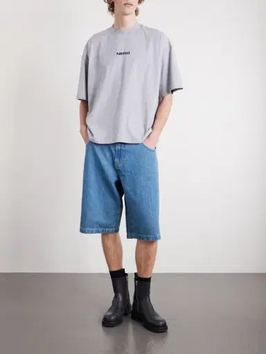 Vetements Biker Cross Wide-Leg Embroidered Denim Shorts - Men | Thumbnail 2 Vetements Biker Cross Wide-Leg Embroidered Denim Shorts - Men | Thumbnail 2