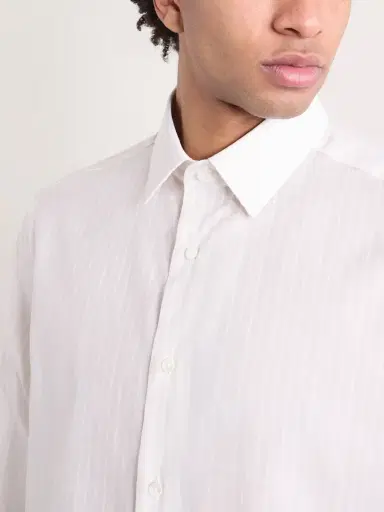 Canali Slim-Fit Striped Cotton and Linen-Blend Shirt - Men | Thumbnail 4 Canali Slim-Fit Striped Cotton and Linen-Blend Shirt - Men | Thumbnail 4