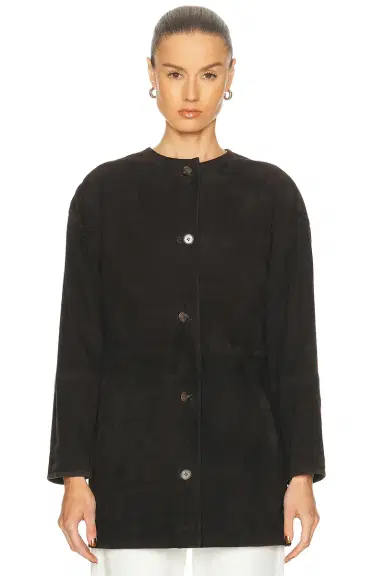 Loulou de Saison Waren Oval Shaped Suede Coat | Thumbnail 2 Loulou de Saison Waren Oval Shaped Suede Coat | Thumbnail 2