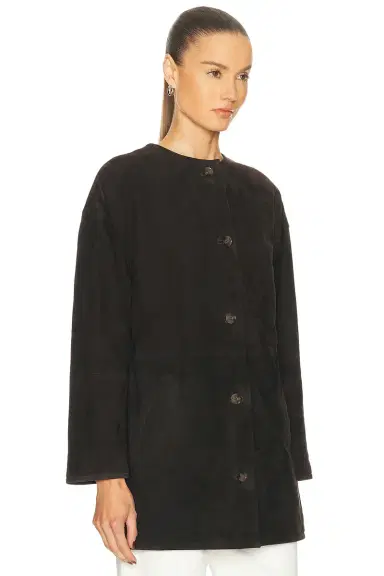 Loulou de Saison Waren Oval Shaped Suede Coat | Thumbnail 3 Loulou de Saison Waren Oval Shaped Suede Coat | Thumbnail 3