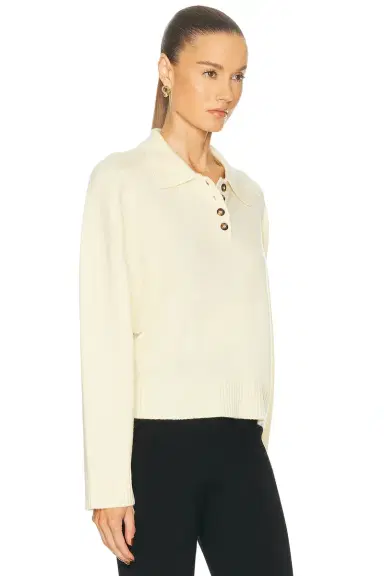 Loulou de Saison Homere Saddle Sleeve Polo Sweater | Thumbnail 2 Loulou de Saison Homere Saddle Sleeve Polo Sweater | Thumbnail 2