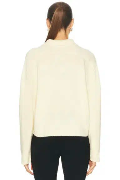 Loulou de Saison Homere Saddle Sleeve Polo Sweater | Thumbnail 3 Loulou de Saison Homere Saddle Sleeve Polo Sweater | Thumbnail 3