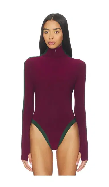 Norma Kamali Side Stripe Turtleneck Bodysuit | Thumbnail 2 Norma Kamali Side Stripe Turtleneck Bodysuit | Thumbnail 2
