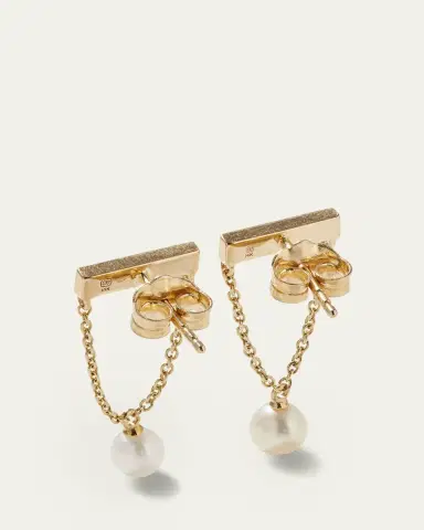 Sydney Evan 14k Diamond Bar & Pearl Earrings | Thumbnail 4 Sydney Evan 14k Diamond Bar & Pearl Earrings | Thumbnail 4