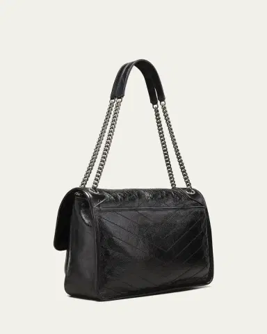 Saint Laurent Niki Large Flap YSL Shoulder Bag in Crinkled Leather | Thumbnail 3 Saint Laurent Niki Large Flap YSL Shoulder Bag in Crinkled Leather | Thumbnail 3