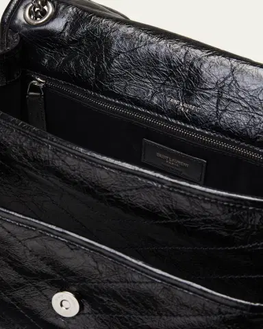 Saint Laurent Niki Large Flap YSL Shoulder Bag in Crinkled Leather | Thumbnail 4 Saint Laurent Niki Large Flap YSL Shoulder Bag in Crinkled Leather | Thumbnail 4