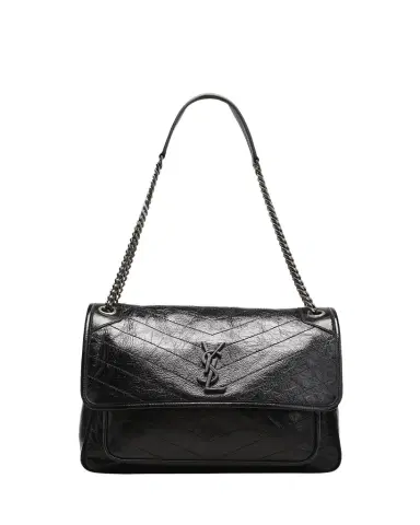 Saint Laurent Niki Large Flap YSL Shoulder Bag in Crinkled Leather | Thumbnail 1 Saint Laurent Niki Large Flap YSL Shoulder Bag in Crinkled Leather | Thumbnail 1