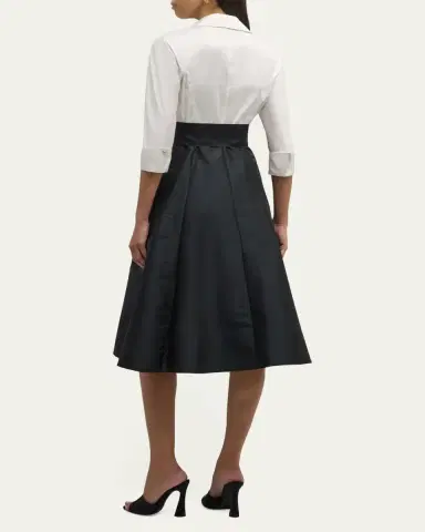 Rickie Freeman for Teri Jon Two-Tone 3/4-Sleeve Taffeta Shirtdress | Thumbnail 3 Rickie Freeman for Teri Jon Two-Tone 3/4-Sleeve Taffeta Shirtdress | Thumbnail 3