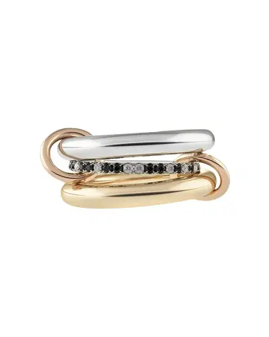 Spinelli Kilcollin Libra 18k Gold & Silver 3-Link Ring w/ Micropave Diamonds | Thumbnail 2 Spinelli Kilcollin Libra 18k Gold & Silver 3-Link Ring w/ Micropave Diamonds | Thumbnail 2