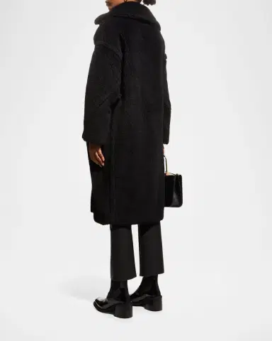 Max Mara Alpaca-Silk Teddy Knit Coat, Black | Thumbnail 3 Max Mara Alpaca-Silk Teddy Knit Coat, Black | Thumbnail 3