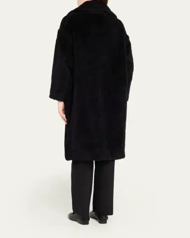 Max Mara Alpaca-Silk Teddy Knit Coat, Black | Thumbnail 7 Max Mara Alpaca-Silk Teddy Knit Coat, Black | Thumbnail 7