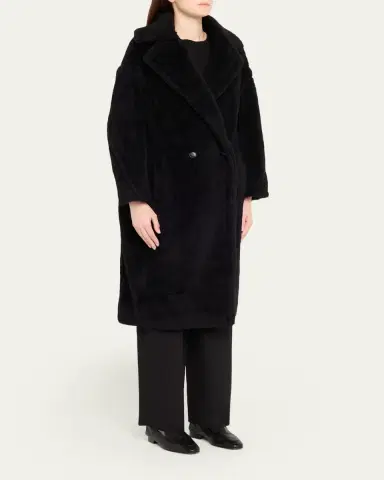 Max Mara Alpaca-Silk Teddy Knit Coat, Black | Thumbnail 8 Max Mara Alpaca-Silk Teddy Knit Coat, Black | Thumbnail 8