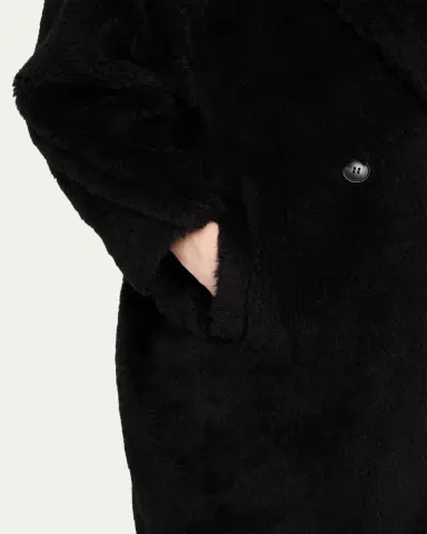Max Mara Alpaca-Silk Teddy Knit Coat, Black | Thumbnail 9 Max Mara Alpaca-Silk Teddy Knit Coat, Black | Thumbnail 9