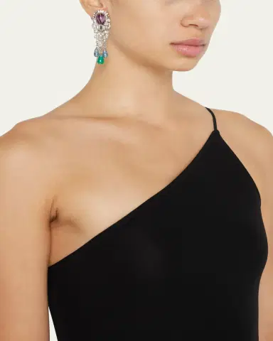 ben-amun Silver Crystal Oval Topa and Emerald Sapphire Drop Clip-On Earrings | Thumbnail 2 ben-amun Silver Crystal Oval Topa and Emerald Sapphire Drop Clip-On Earrings | Thumbnail 2