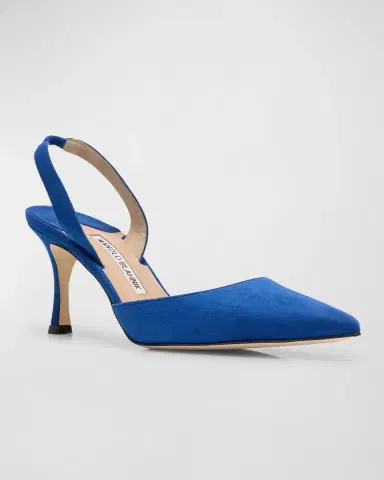 Manolo Blahnik Carolyne Suede Mid-Heel Slingback Pump | Thumbnail 2 Manolo Blahnik Carolyne Suede Mid-Heel Slingback Pump | Thumbnail 2
