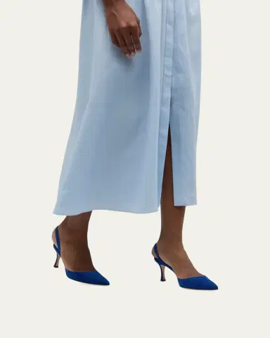 Manolo Blahnik Carolyne Suede Mid-Heel Slingback Pump | Thumbnail 14 Manolo Blahnik Carolyne Suede Mid-Heel Slingback Pump | Thumbnail 14