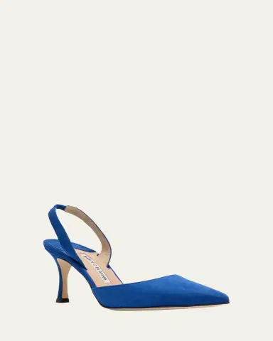Manolo Blahnik Carolyne Suede Mid-Heel Slingback Pump | Thumbnail 15 Manolo Blahnik Carolyne Suede Mid-Heel Slingback Pump | Thumbnail 15