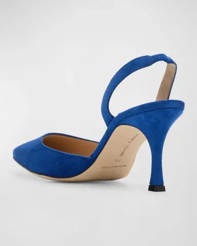 Manolo Blahnik Carolyne Suede Mid-Heel Slingback Pump | Thumbnail 3 Manolo Blahnik Carolyne Suede Mid-Heel Slingback Pump | Thumbnail 3