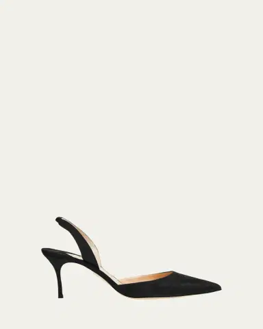 Manolo Blahnik Carolyne Suede Mid-Heel Slingback Pump | Thumbnail 22 Manolo Blahnik Carolyne Suede Mid-Heel Slingback Pump | Thumbnail 22