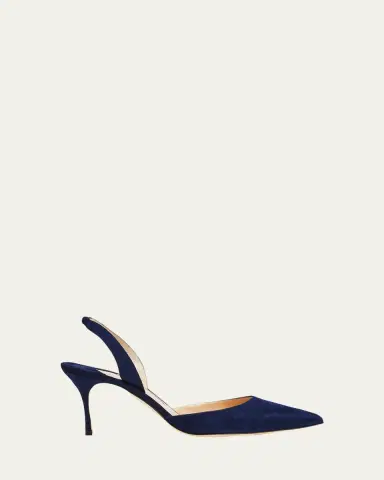 Manolo Blahnik Carolyne Suede Mid-Heel Slingback Pump | Thumbnail 6 Manolo Blahnik Carolyne Suede Mid-Heel Slingback Pump | Thumbnail 6